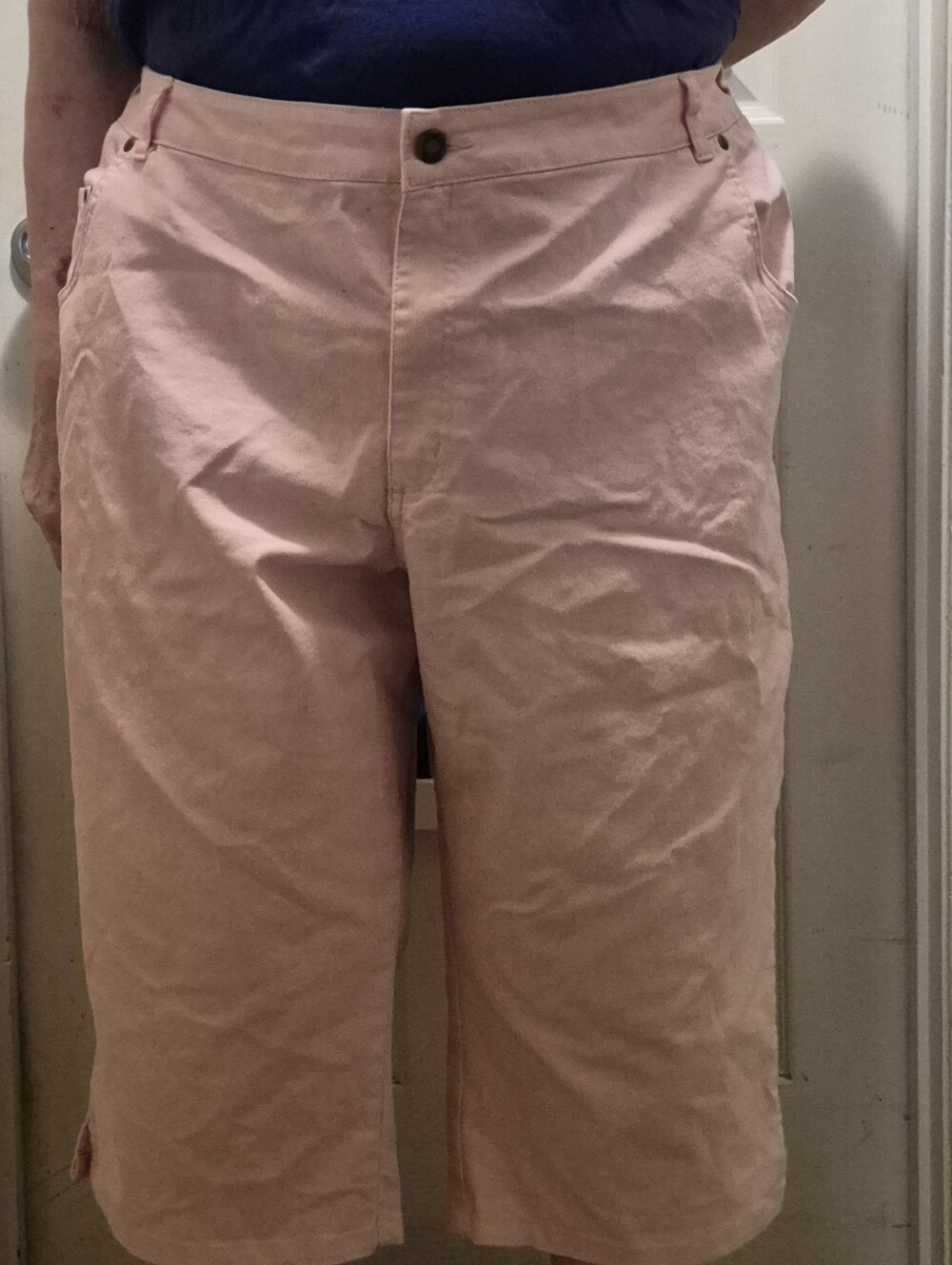 Pink Stretch Denim Petite Capris
